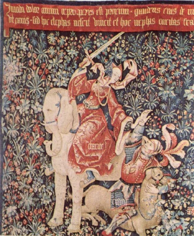 unknow artist The Popular medieval millefleurs motif Spain oil painting art